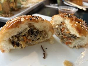 Inside the sexy honey baked baos   at Pho Fresh in Rancho Cordova