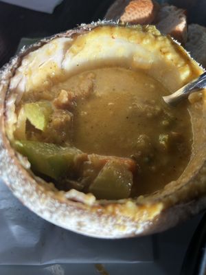 Close up of curry in the coconut   at Pho Fresh in Rancho Cordova