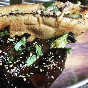 Philly Cheesesteak Banh Mi and mushroom ribs at Pho Fresh in Rancho Cordova