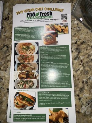 Vegan chef challenge menu Oct 2019 at Pho Fresh in Rancho Cordova