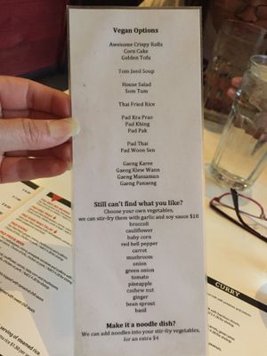 Ask for the vegan menu! at Rice Fine Thai Cuisine in Bozeman