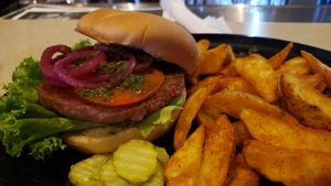 Never mooed burger ($17). Fine. at Pub 500 in Mankato