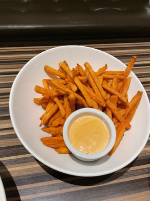 Sweet potato fries - yum!  at The Maclab Bistro in Banff