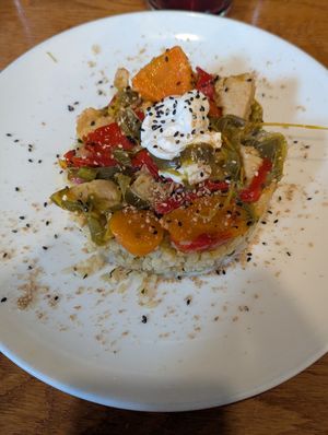 Deconstructed paella (my description) at Garraxi Restaurante Vegetariano in San Sebastian