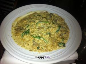 Creamy riice with wild mushrooms, spinachs. (Vegan) at Garraxi Restaurante Vegetariano in San Sebastian