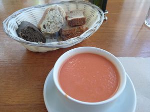 Daily menu / Starter / Gazpacho at Garraxi Restaurante Vegetariano in San Sebastian