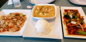 Drunken Noodles, yellow curry, thai basil (from vegan menu) at My Thai OC in Ocean City
