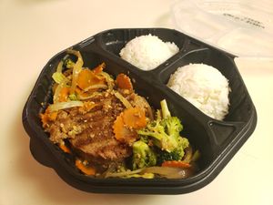 Vegan Steak (veggie burger) w/ garlic pepper sauce at My Thai OC in Ocean City