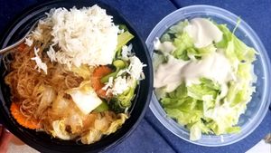 Glass noodles with veggies and I came home and made a side salad with it and my mom gave me some of her rice..  highly recommend at My Thai OC in Ocean City