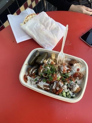 Platter with dolmas  at The Flying Falafel in Berkeley