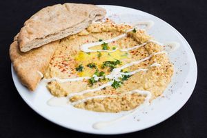 Hummus Saucer at The Flying Falafel in Berkeley