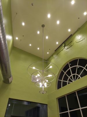 Cool lighting at their new location at Green Vegetarian Cuisine - Quarry Market in San Antonio