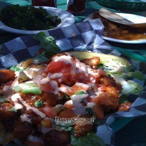 Po Boy Sandwich (Bread is hiding underneath) at Green Vegetarian Cuisine - Quarry Market in San Antonio