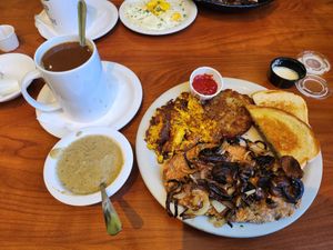 Coffee with soy milk at Green Vegetarian Cuisine - Quarry Market in San Antonio