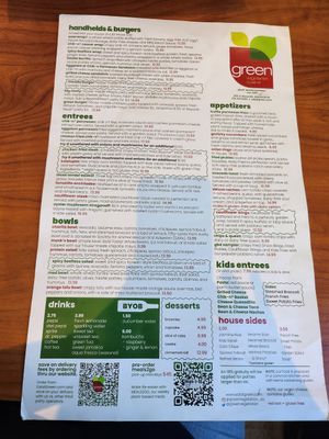Menu at Green Vegetarian Cuisine - Quarry Market in San Antonio