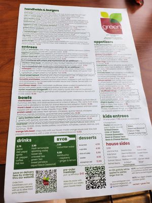 Menu at Green Vegetarian Cuisine - Quarry Market in San Antonio