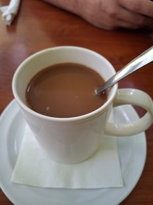 Coffee with soy milk at Green Vegetarian Cuisine - Quarry Market in San Antonio