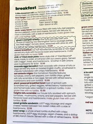 Menu  at Green Vegetarian Cuisine - Quarry Market in San Antonio