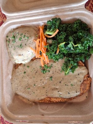 chicken fried steak plate at Green Vegetarian Cuisine - Quarry Market in San Antonio