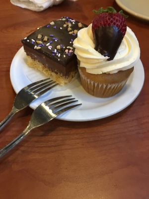 Rice Krispy treat + tres Leche cupcake at Green Vegetarian Cuisine - Quarry Market in San Antonio