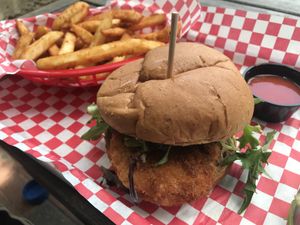 Spicy chicken sandwich  at Green Vegetarian Cuisine - Quarry Market in San Antonio
