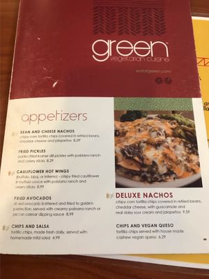 Menu at Green Vegetarian Cuisine - Quarry Market in San Antonio