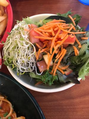 Salad that came with the vegan chick-n Parmesan  at Green Vegetarian Cuisine - Quarry Market in San Antonio