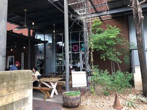 Outdoor seating that is dog friendly   at Green Vegetarian Cuisine - Quarry Market in San Antonio