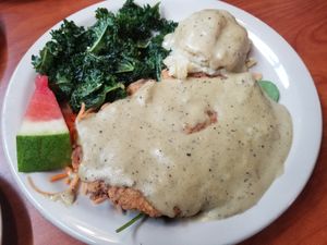 Chicken fried steak plate at Green Vegetarian Cuisine - Quarry Market in San Antonio