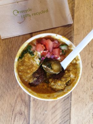 Street dinner - lentil dhaal at Plantkind in Shrewsbury