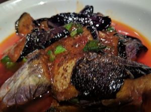 Mapo aubergine wasn't crazy spicy - mostly umami and salty at Tiger Gyoza Hall  in Tokyo