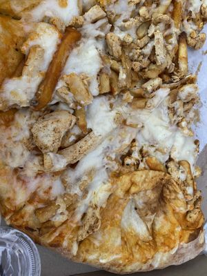 Buffalo chikn pizza with fries 😍  at Mandy's Pizza in Pittsburgh