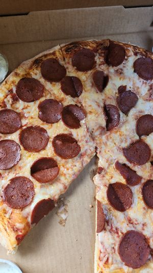 Vegan cheese and pepperoni at Mandy's Pizza in Pittsburgh