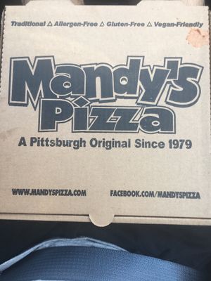 Takeout box at Mandy's Pizza in Pittsburgh