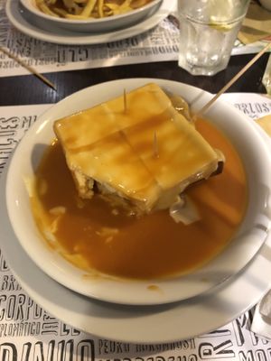 Vegan francesinha at Lado B Cafe in Porto