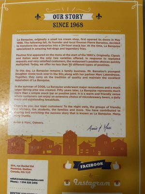 Their history   at La Banquise in Montreal