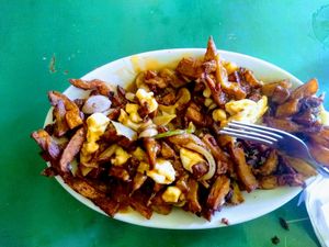 Rachel poutine at La Banquise in Montreal