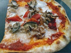 'Top Your Own Vegan Prima Pizza's - grilled aubergines, caramelised onions, roasted peppers, vegan cheese at ASK Italian in Glasgow