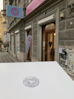 Shop windows #Veganuary at Blue Vegan Pig Shop in Prague