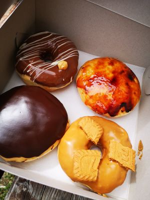 Nutella, Creme Brulee, Boston Creme and Lotus at Blue Vegan Pig Shop in Prague