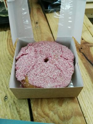 coconut donut at Blue Vegan Pig Shop in Prague