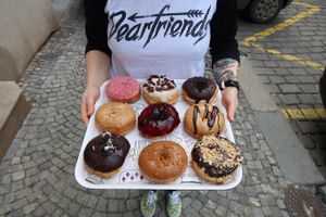 donuts at Blue Vegan Pig Shop in Prague
