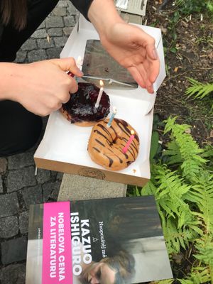 Lovely donuts for my birthday at Blue Vegan Pig Shop in Prague