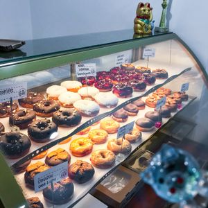 vegan donuts at Blue Vegan Pig Shop in Prague