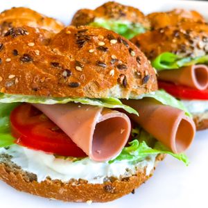 Bulka se šunkou at Blue Vegan Pig Shop in Prague