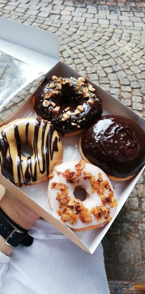 peanut butter jelly, maple "bacon", nougat and strawberry jam with chocolate. so delicious!! at Blue Vegan Pig Shop in Prague