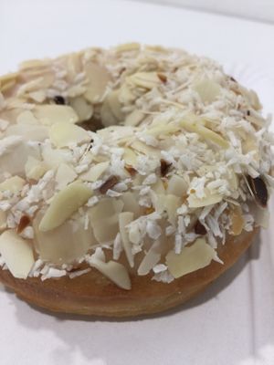 Delicious Raffaelo Donut at Blue Vegan Pig Shop in Prague