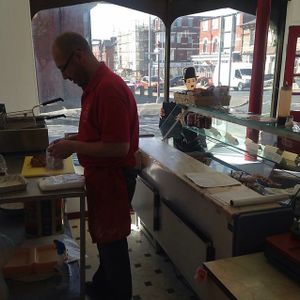 paul cooking at The Get Stuffed Pie House in Blackpool