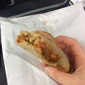 Vegetable Curry Pasty (inside). at The Get Stuffed Pie House in Blackpool