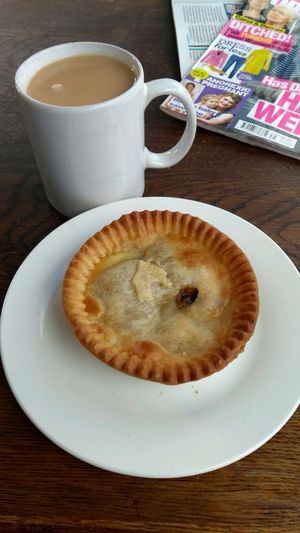 Curry pie with tea at The Get Stuffed Pie House in Blackpool